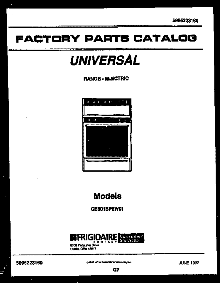 COVER Diagram and Parts List for CE301SP2D01  Uni Range