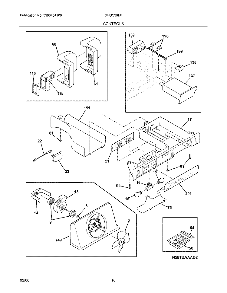 CONTROLS Diagram and Parts List for GHSC39EFPB0  Frigidaire Refrigerator