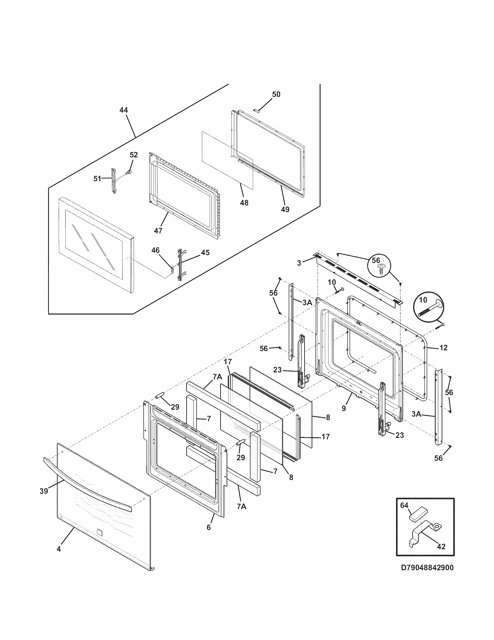 Doors Diagram and Parts List for 79048842900  Kenmore Microwave