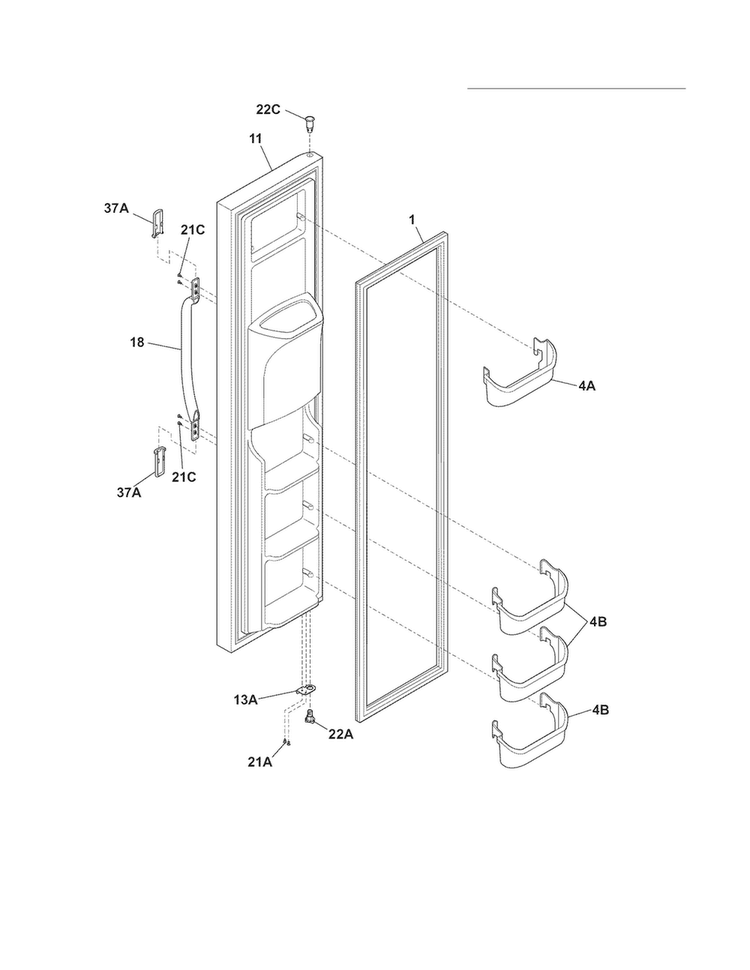 Freezer Door Diagram and Parts List for WWSS2601KW7  Westinghouse Refrigerator