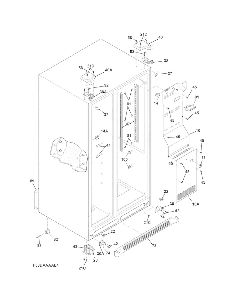 Cabinet Diagram and Parts List for FFHS2622MBD  Frigidaire Refrigerator