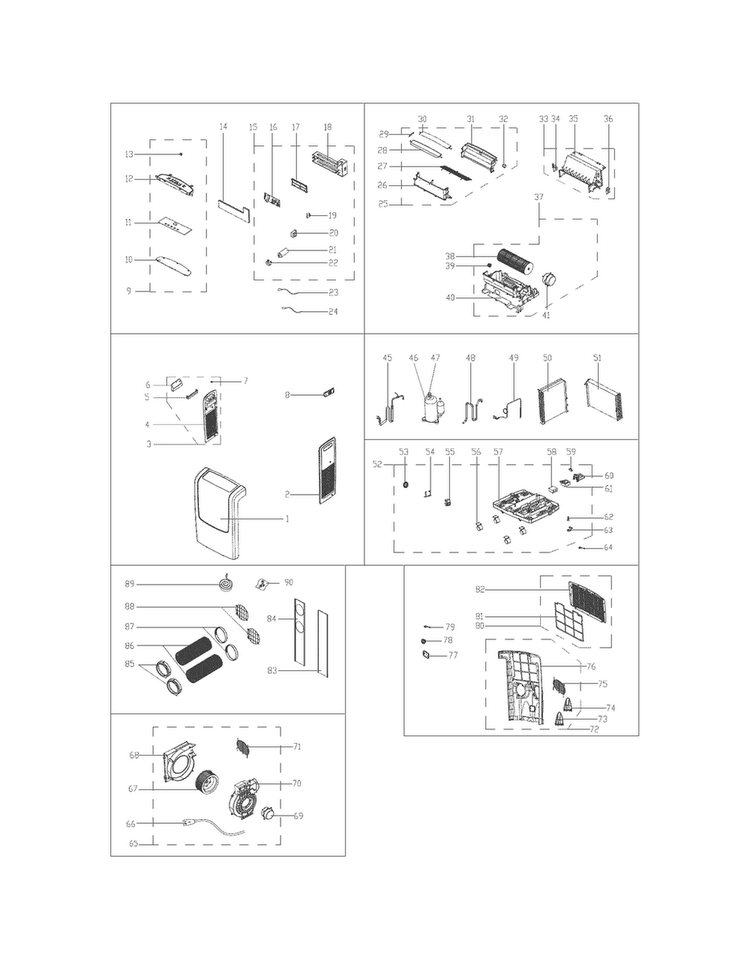 Recommended Spare Parts Diagram and Parts List for CPA123DU111  Frigidaire Air Conditioner