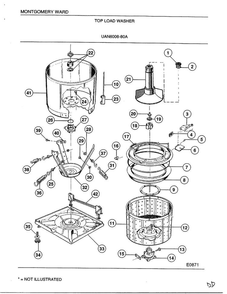 Top Load Washer Page 3 Diagram and Parts List for 6008A  Frigidaire Washer