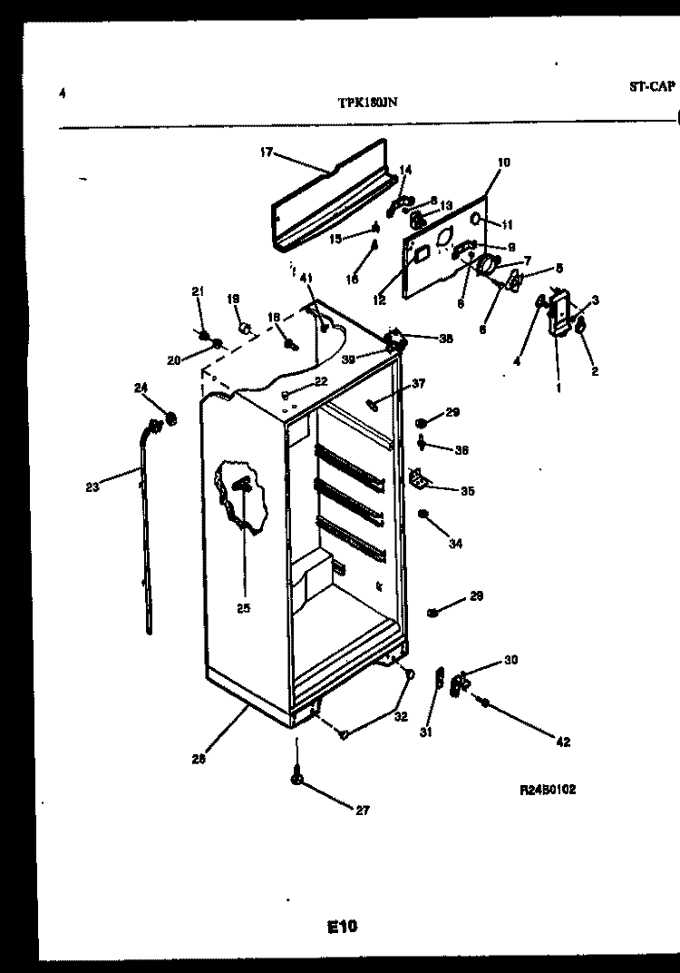 CABINET PARTS Diagram and Parts List for TPK180JN0D  Kelvinator Refrigerator