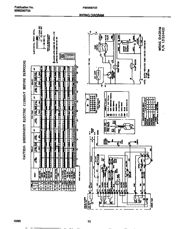 WIRING DIAGRAM Diagram and Parts List for FWX6970EW0  Frigidaire Washer