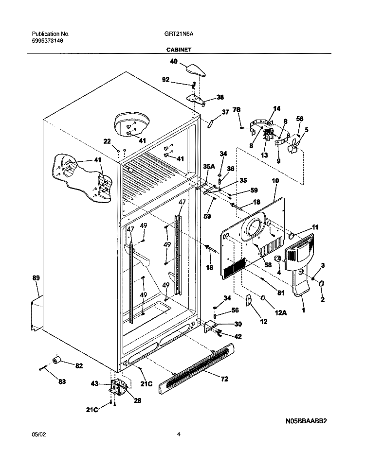 CABINET Diagram and Parts List for GRT21N6AQ2  Gibson Refrigerator