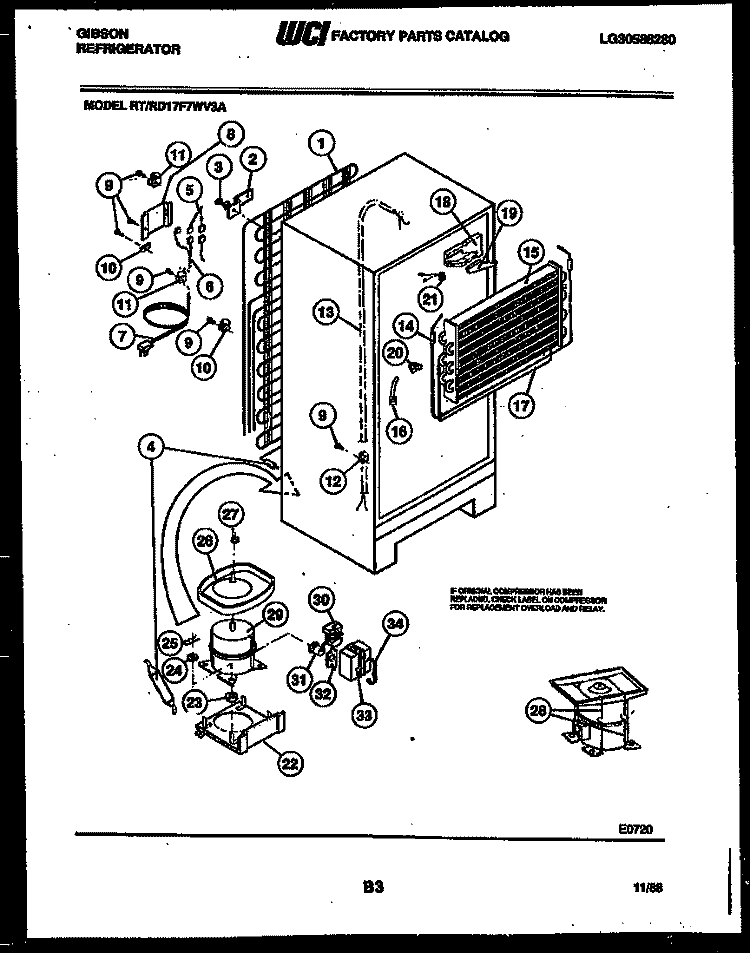 SYSTEM AND AUTOMATIC DEFROST PARTS Diagram and Parts List for RT17F7WV3A  Gibson Refrigerator