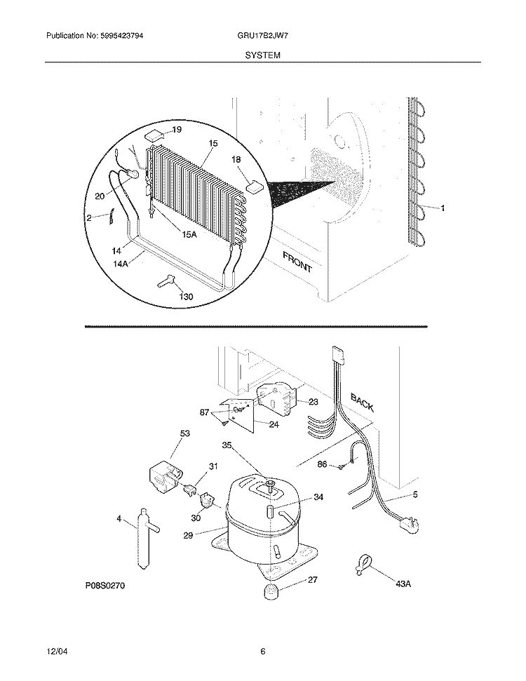 SYSTEM Diagram and Parts List for GRU17B2JW7  Gibson Refrigerator