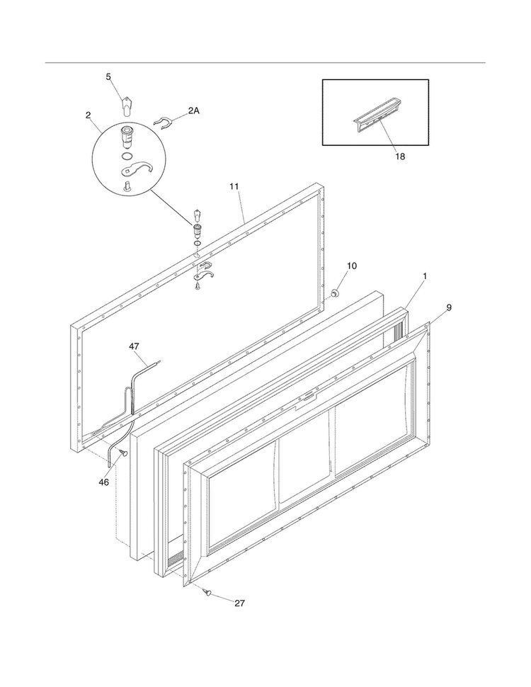 Door Diagram and Parts List for FFCH15M1NW1  Frigidaire Freezer