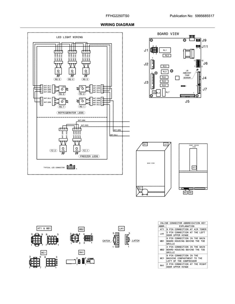 Wiring Diagram Diagram and Parts List for FFHG2250TS0  Frigidaire Refrigerator
