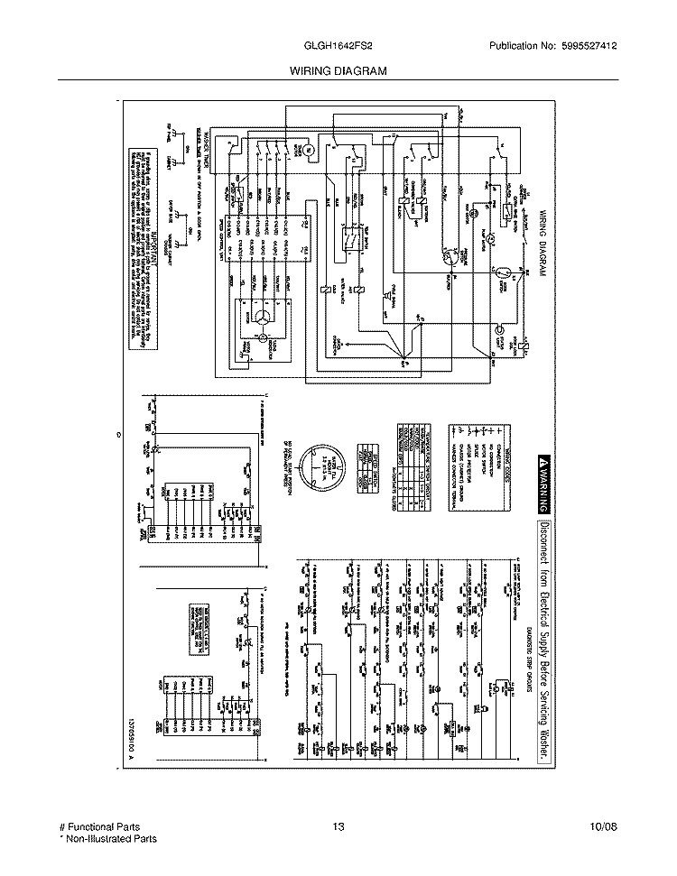 WIRING DIAGRAM Diagram and Parts List for GLGH1642FS2  Frigidaire Washer Dryer Combo