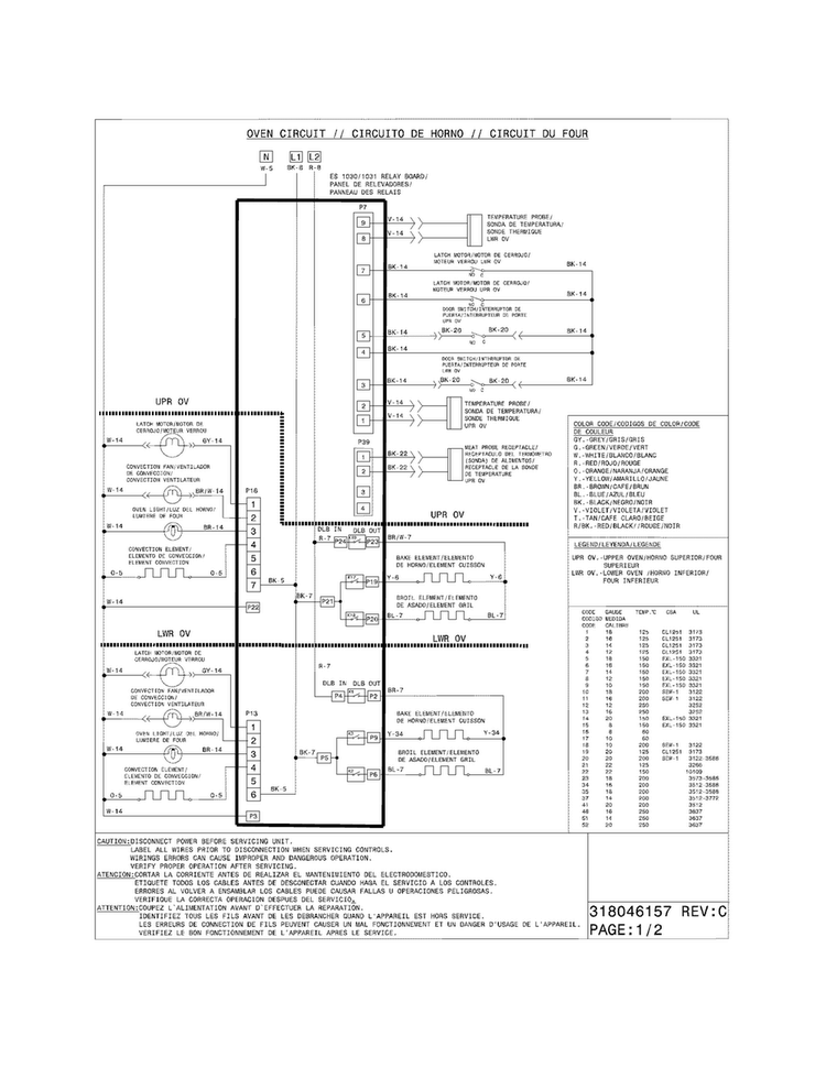 Wiring Diagram Diagram and Parts List for CGEF308TNF2  Frigidaire Range