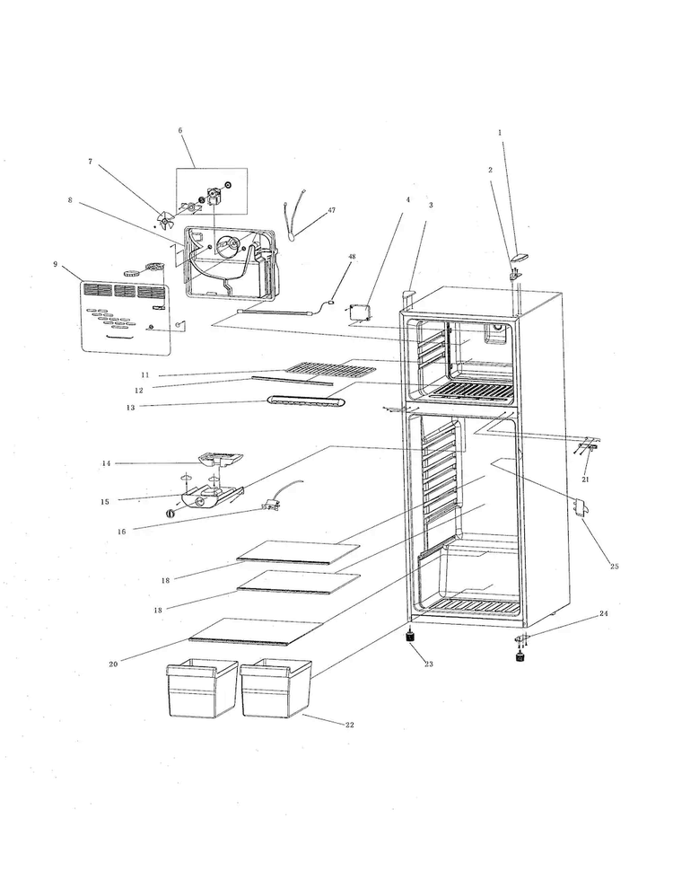 Cabinet/controls Diagram and Parts List for FFPT12F0KV0  Frigidaire Refrigerator