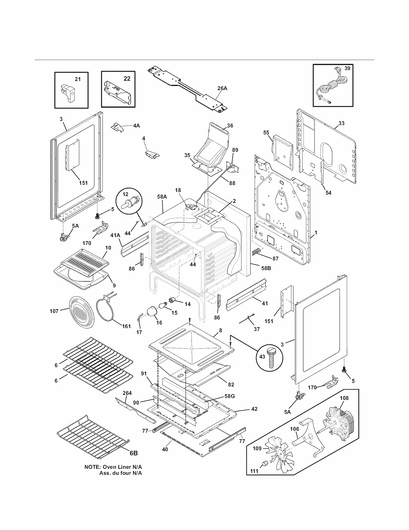 Body Diagram and Parts List for 79072313014  Kenmore Range