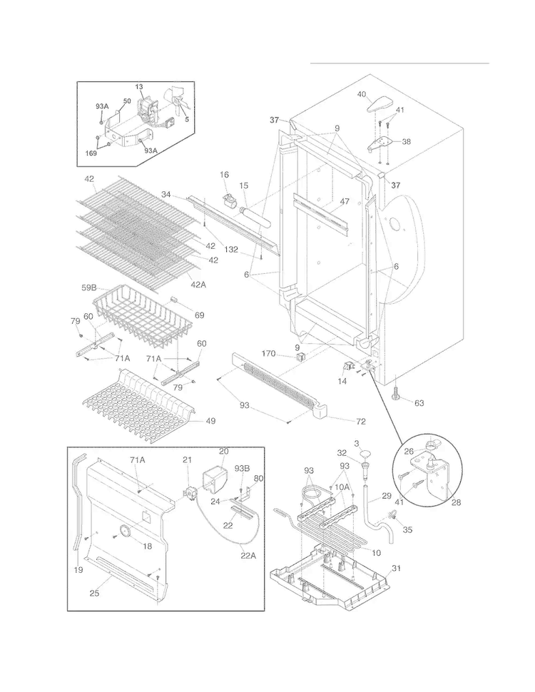 Cabinet Diagram and Parts List for FRU17G4JW22  Frigidaire Refrigerator