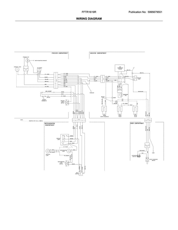 Wiring Diagram Diagram and Parts List for FFTR1619RS1  Frigidaire Refrigerator