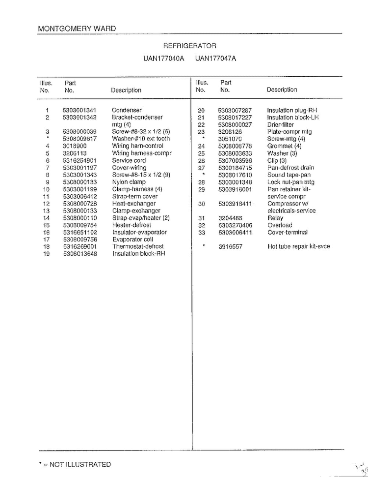 Refrigerator Page 8 Diagram and Parts List for 177040A  Frigidaire Refrigerator