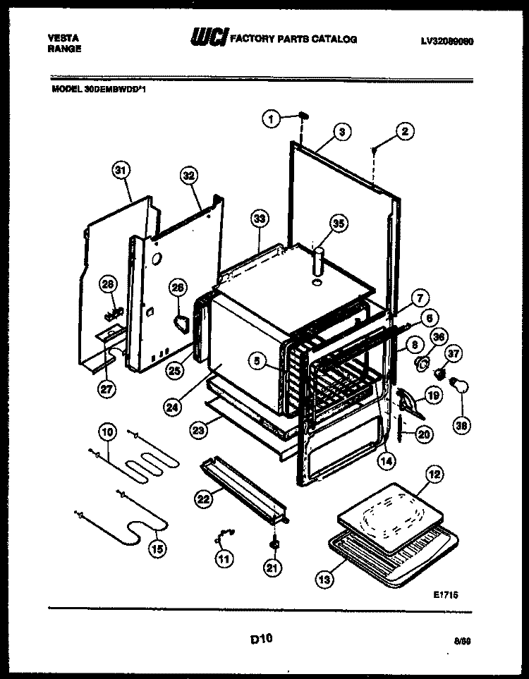 BODY PARTS Diagram and Parts List for 30DEMBWDD1  Tappan Range