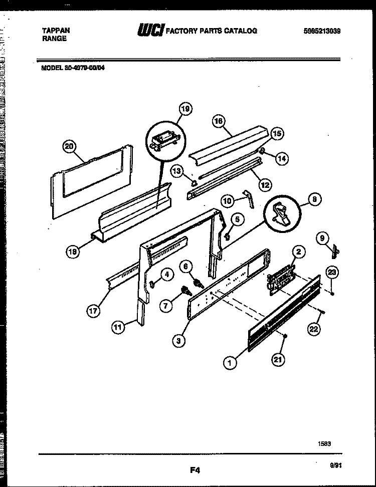 BACKGUARD Diagram and Parts List for 30-4979-00-04  Tappan Range