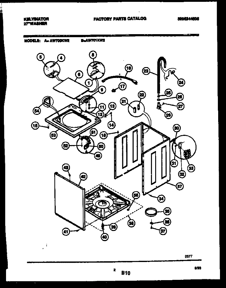 CABINET PARTS Diagram and Parts List for AW700KD2  Kelvinator Washer