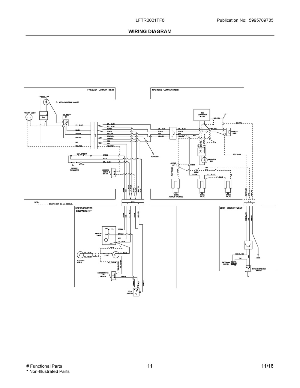Wiring Diagram Diagram and Parts List for LFTR2021TF6  Frigidaire Refrigerator
