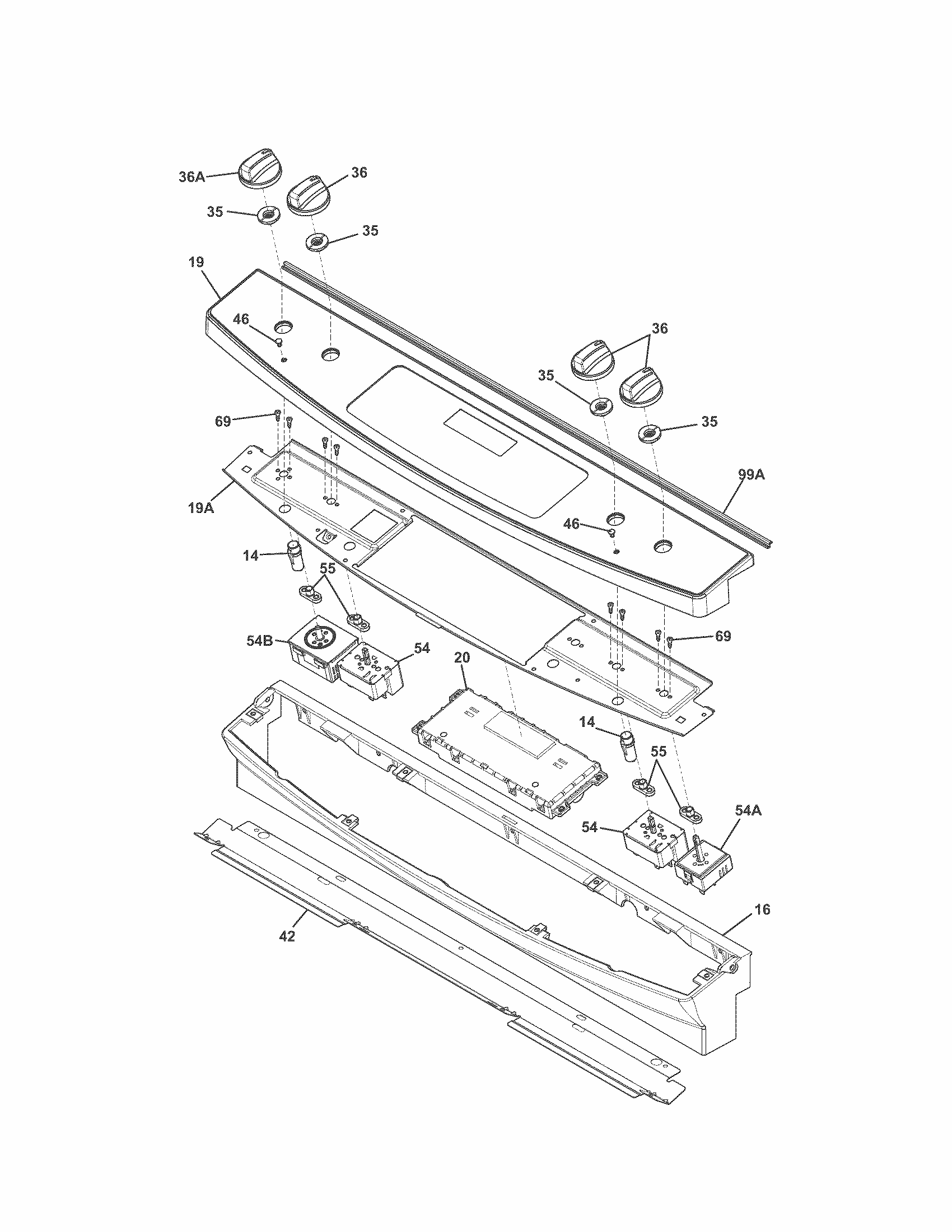 Backguard Diagram and Parts List for 79042543310  Kenmore Range