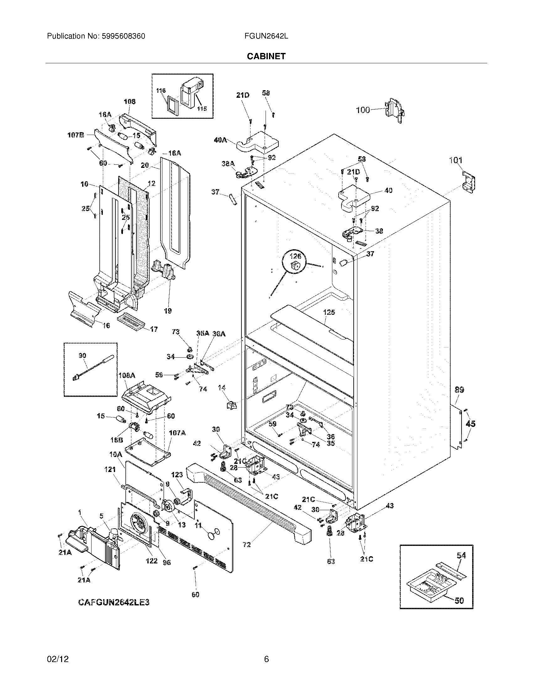 07 - CABINET Diagram and Parts List for FGUN2642LE4  Frigidaire Refrigerator