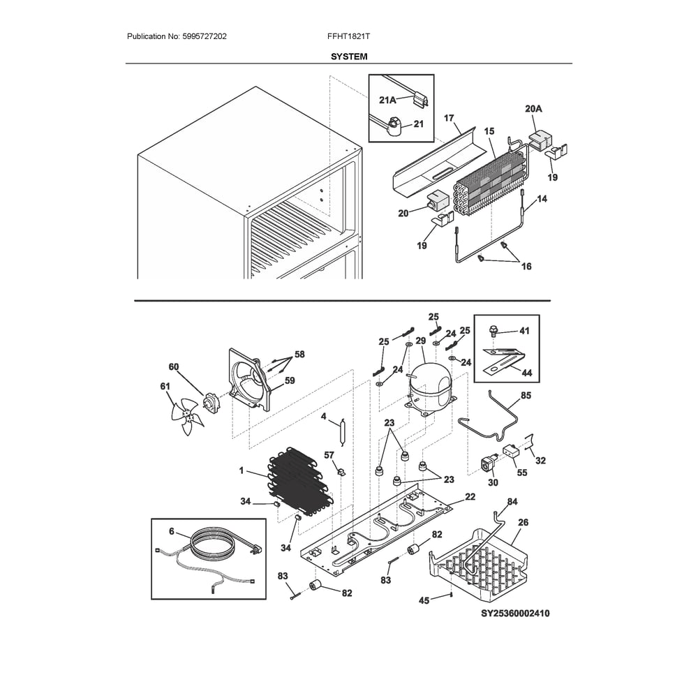 System Diagram and Parts List for FFHT1821TS2  Frigidaire Refrigerator