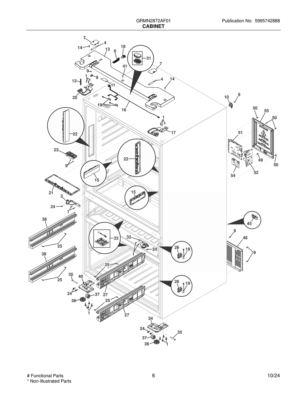 Cabinet Diagram and Parts List for GRMN2872AF01  Frigidaire Refrigerator