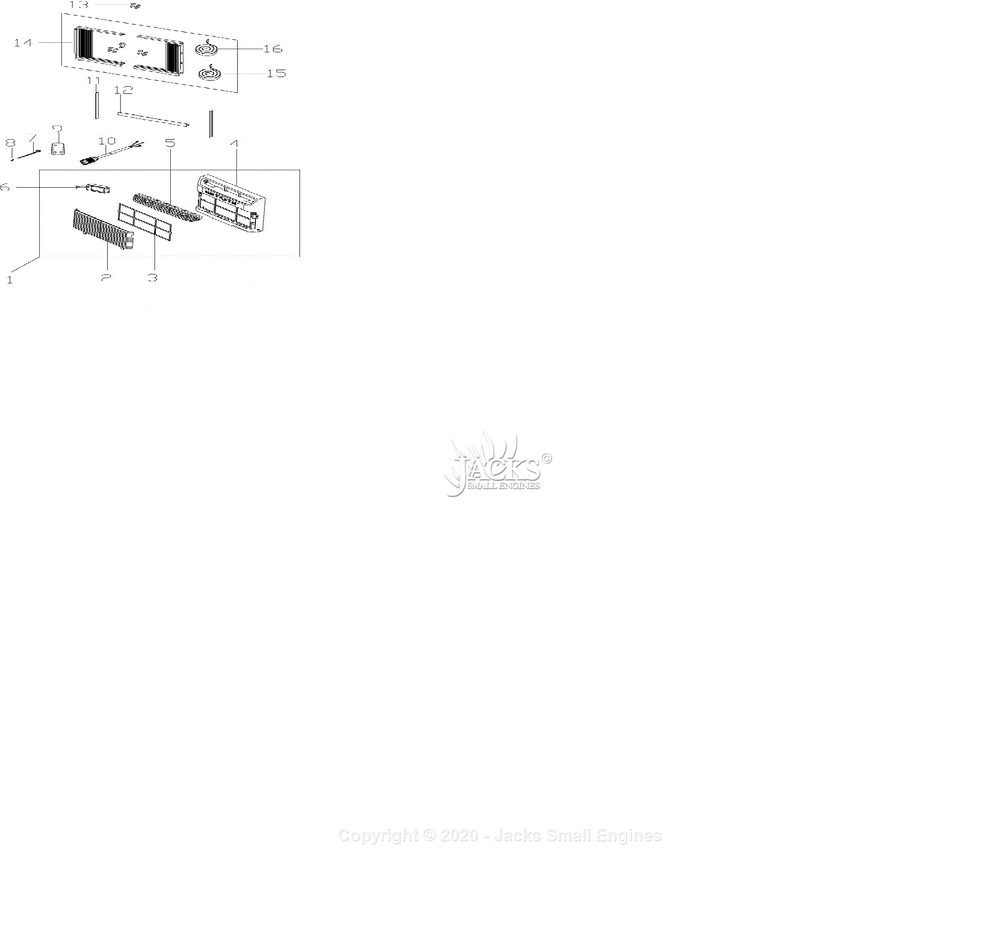 Spare Parts Diagram and Parts List for FHWW123WB1  Frigidaire Air Conditioner