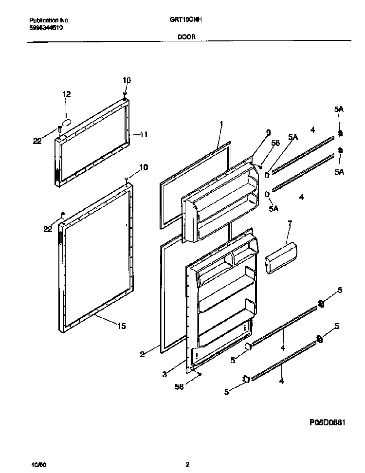 Door Diagram and Parts List for GRT16CNHW4  Gibson Refrigerator