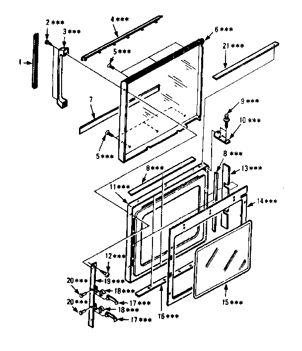 Door Parts Diagram and Parts List for 5648773580  Kenmore Microwave