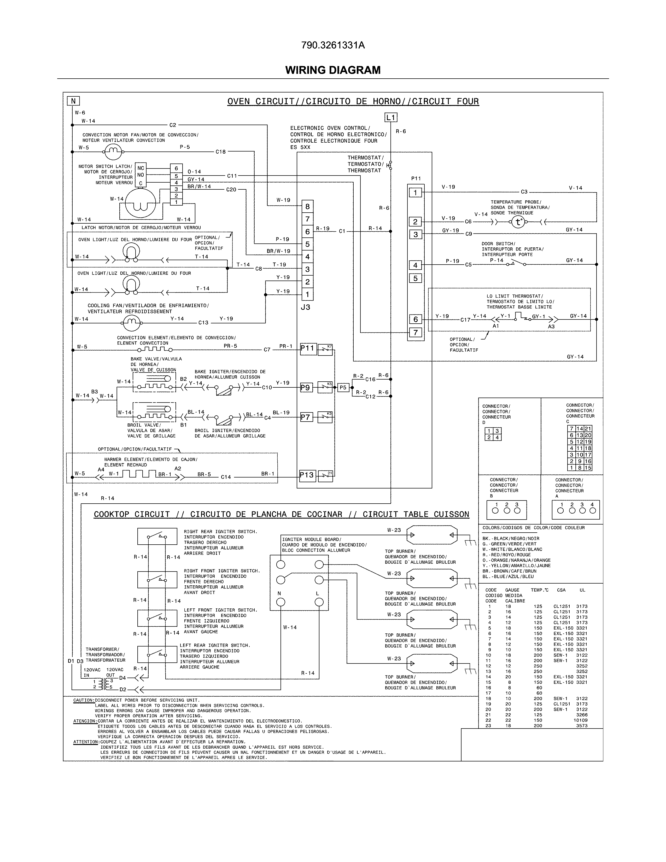 Wiring Diagram Diagram and Parts List for 7903261331A  Kenmore Range