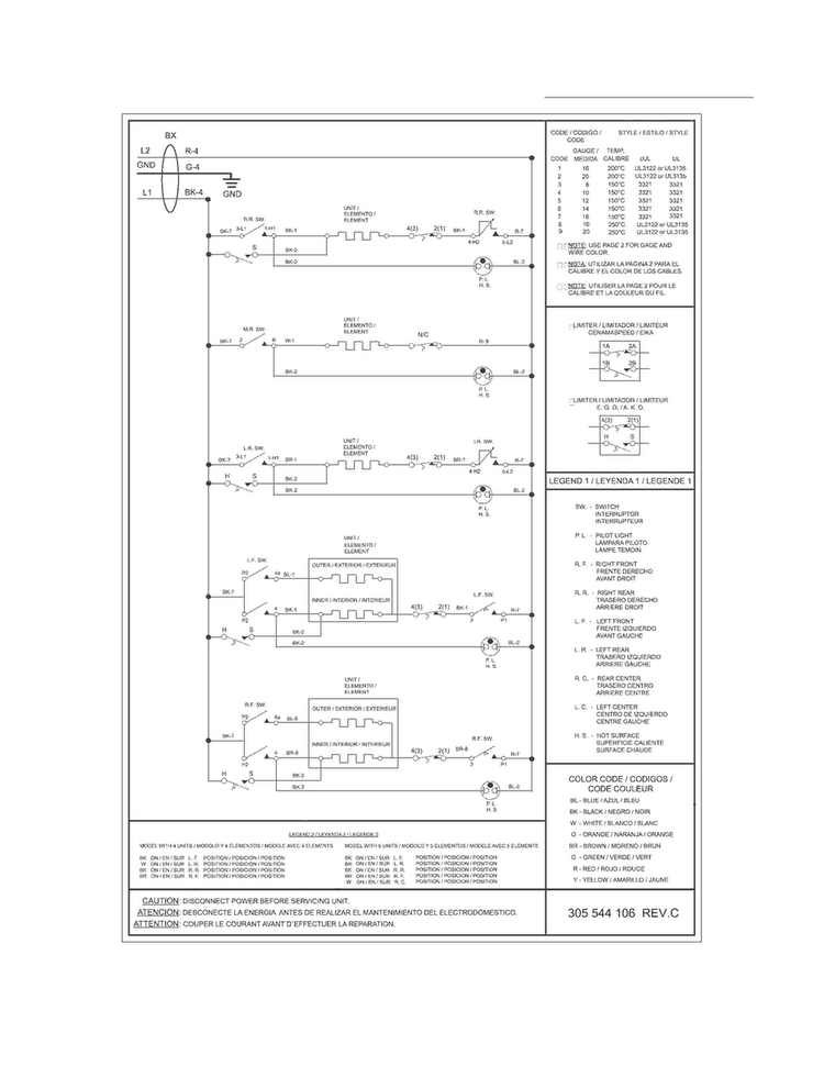 Wiring Diagram Diagram and Parts List for FGEC3067MS  Frigidaire Cooktop