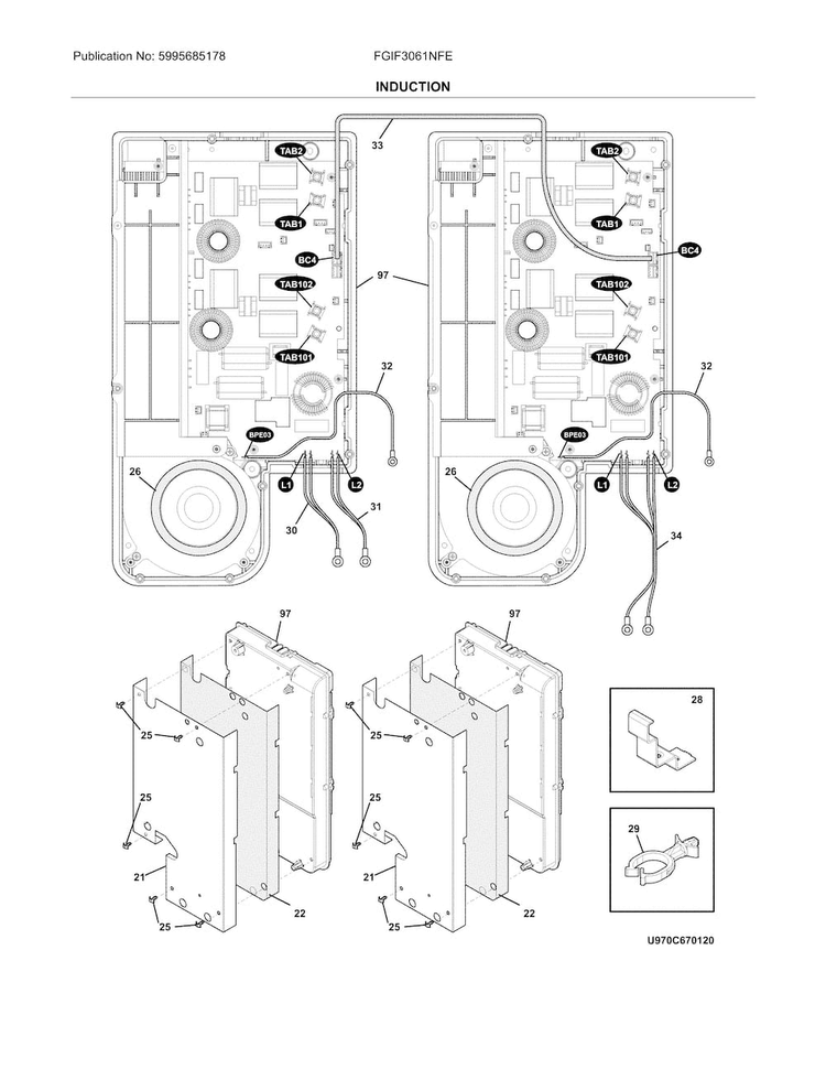 Induction Diagram and Parts List for FGIF3061NFE  Frigidaire Range