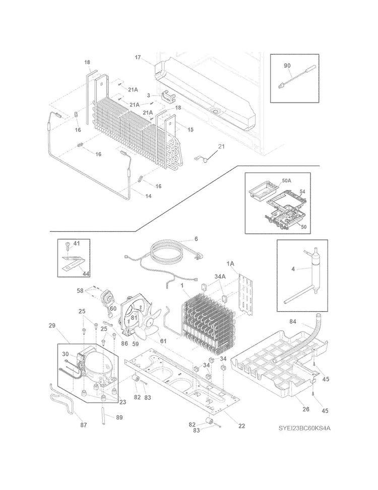 Cooling System Diagram and Parts List for EI28BS65KSBA  Electrolux Refrigerator