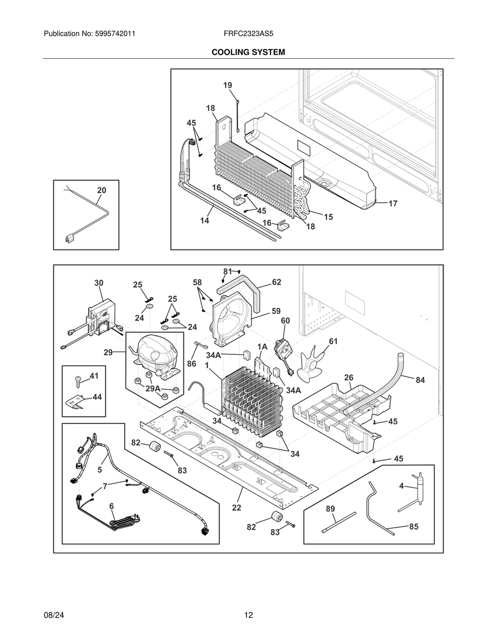 Cooling System Diagram and Parts List for FRFC2323AS5  Frigidaire Refrigerator