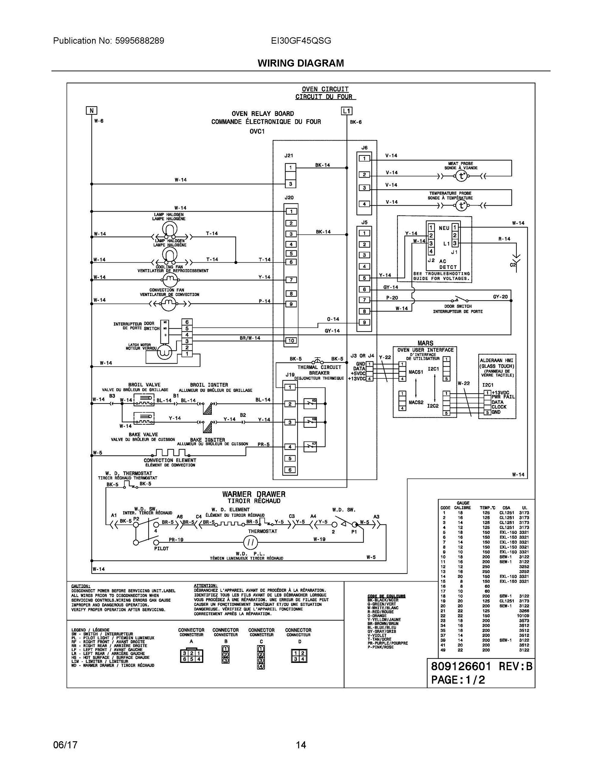 07 - WIRING DIAGRAM Diagram and Parts List for EI30GF45QSG  Frigidaire Range
