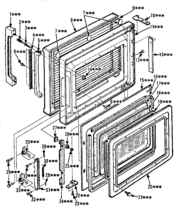 Door Parts Diagram and Parts List for 5648668510  Kenmore Microwave