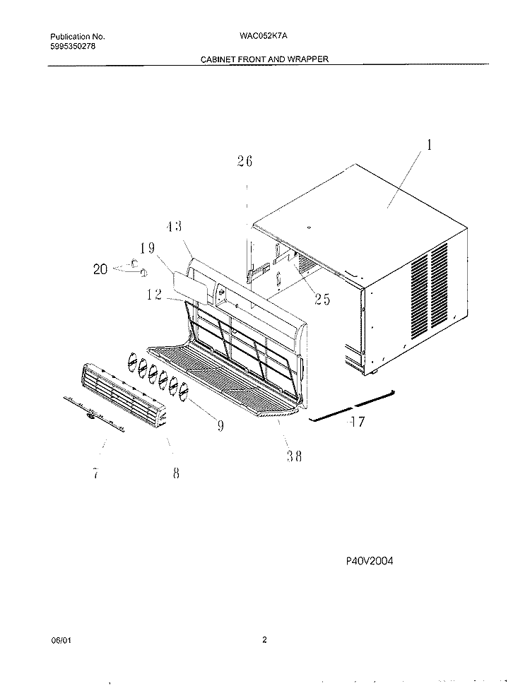 WRAPPER Diagram and Parts List for WAC052K7A2  Westinghouse Air Conditioner