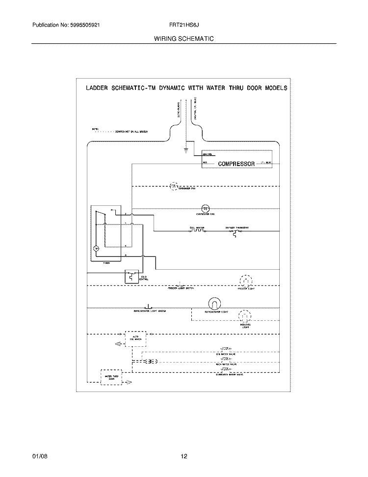 WIRING SCHEMATIC Diagram and Parts List for FRT21HS6JW0  Frigidaire Refrigerator