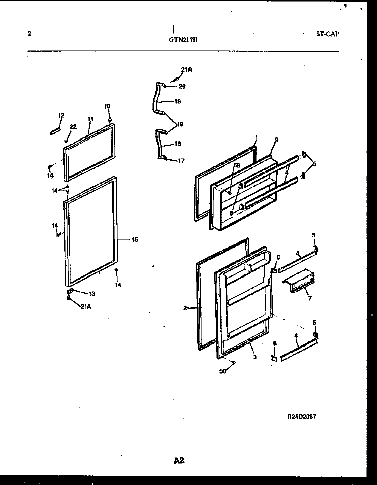 DOOR PARTS Diagram and Parts List for GTN217BH5  Frigidaire Refrigerator