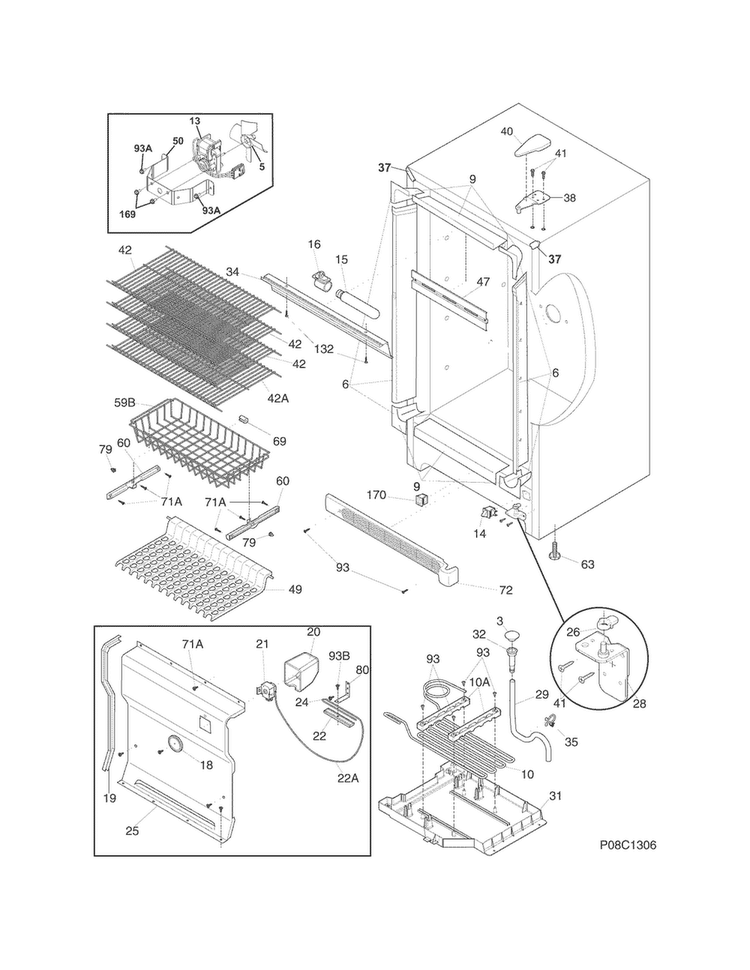 Cabinet Diagram and Parts List for FRU17G4JW24  Frigidaire Refrigerator