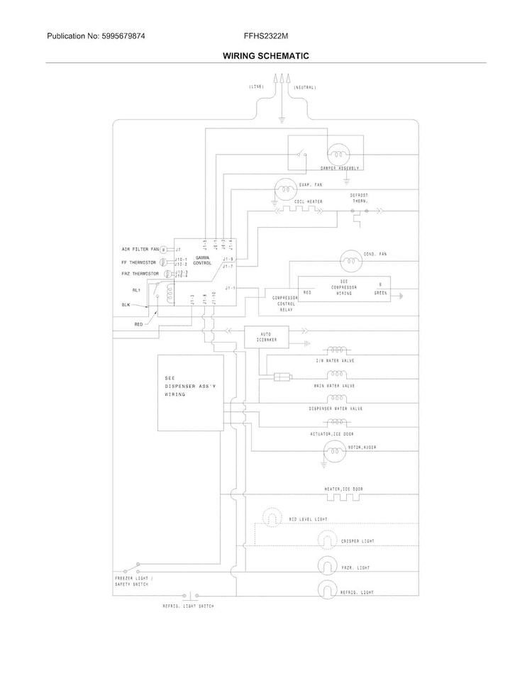 Wiring Schematic Diagram and Parts List for FFHS2322MBLA  Frigidaire Refrigerator