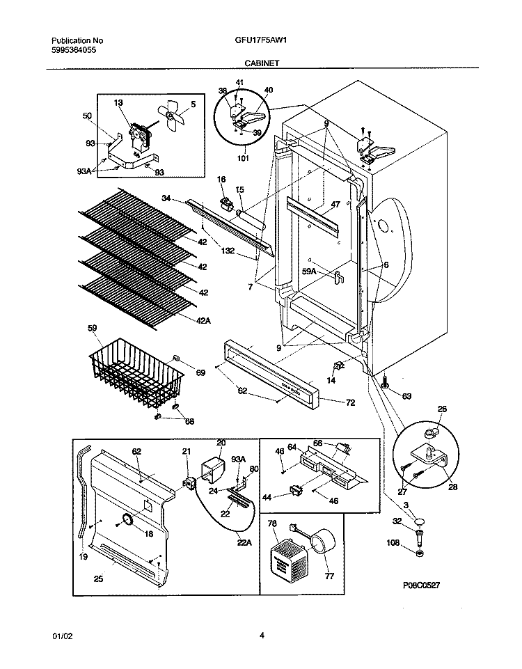 CABINET Diagram and Parts List for GFU17F5AW1  Gibson Freezer