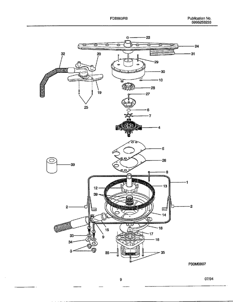 Dishwasher Page 8 Diagram and Parts List for 766  Frigidaire Dishwasher