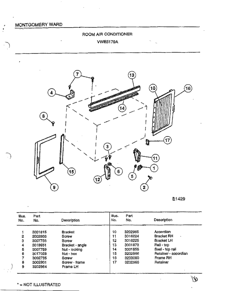 Room Air Conditioner Page 6 Diagram and Parts List for 5179A  Frigidaire Air Conditioner