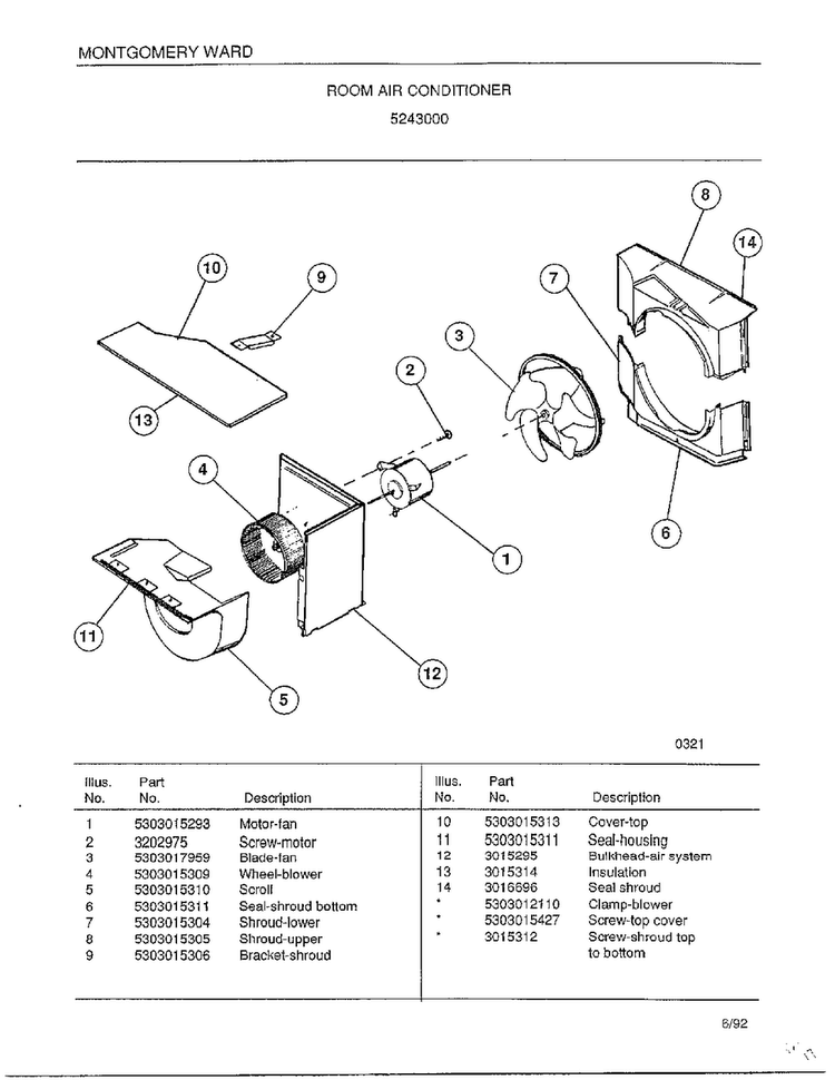Room Air Conditioner Page 4 Diagram and Parts List for 5243000  Frigidaire Air Conditioner