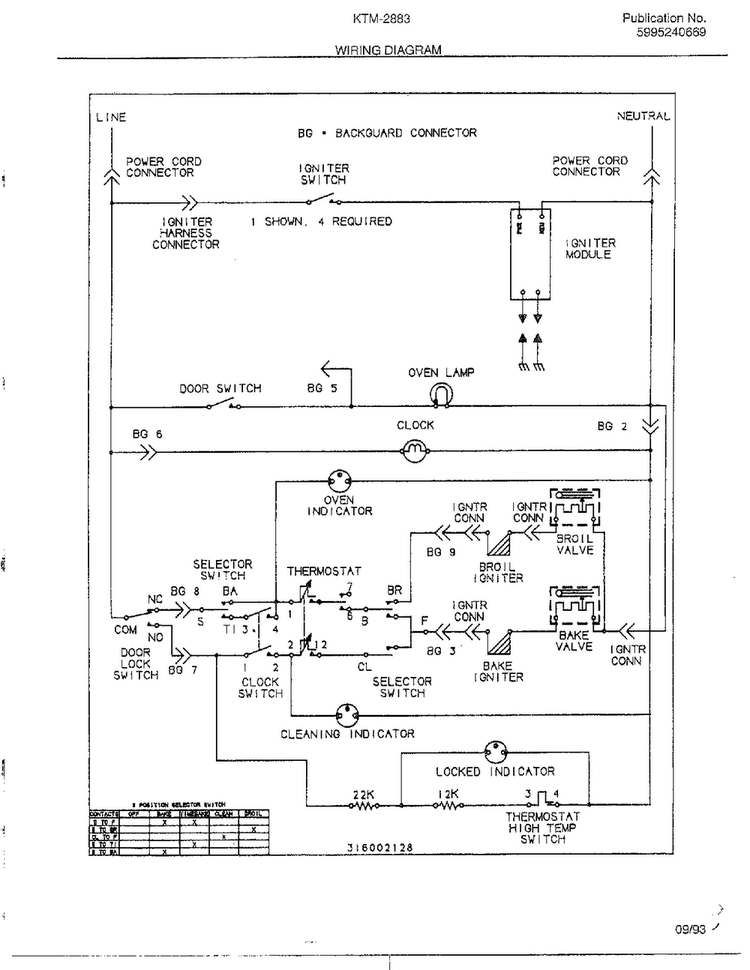 Wiring Diagram Diagram and Parts List for 2883-81A  Frigidaire Range