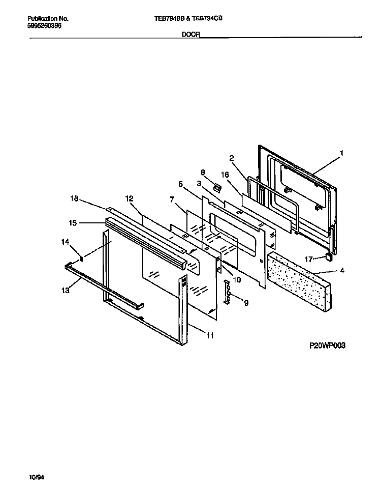 DOOR Diagram and Parts List for TEB794BBBA  Tappan Microwave Oven Combo